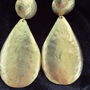 Anthropologie Hammered Teardrop Gold Drop Earrings